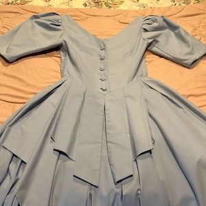Vintage Laura Ashley blue cotton tea length party dress cottagecore Victorian